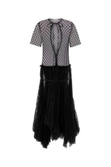 Women's Mixed Lace Dress Black Polyester