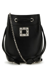 Women's Vivier Bucket Bag Black Calf Leather