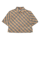 Women's Checked Cotton Shirt Beige