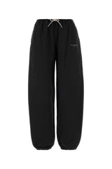 Women's Tech Jersey With Rhinestone Drawcord Joggers Black Cotton Nylon