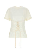 Women's Corset-Laced Cotton T-Shirt White