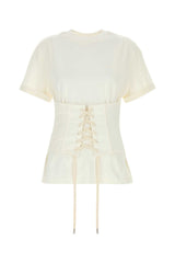 Women's Corset-Laced Cotton T-Shirt White
