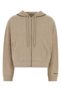 Women's Zipped Sweatshirt Beige Organic Cotton Sweater