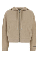 Women's Zipped Sweatshirt Beige Organic Cotton Sweater