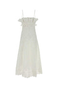 Women's Broderie Anglaise Dress White Cotton Polyester