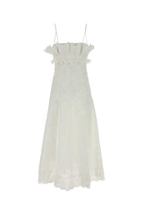 Women's Broderie Anglaise Dress White Cotton Polyester