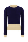 Women's Double Sweater Navy Virgin Wool Nylon