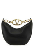 Women's Moon Shoulder Bag Black Lambskin Leather