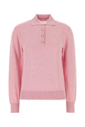 Women's Silk-Blend Polo Shirt Pink Cotton