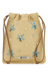 Women's Beige Canvas Phone Holder Naturale+azzurro Cover Accessory