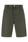 Men's Army Green Cotton Single Knee Shorts Leafstonecanvas Exterior