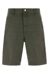 Men's Army Green Cotton Single Knee Shorts Leafstonecanvas Exterior
