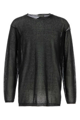 Men's Black Cotton And Polyester Sweater