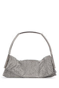 Women's Beaded Metal-Frame Clutch Silver Mesh With