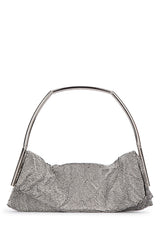 Women's Beaded Metal-Frame Clutch Silver Mesh With