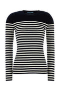 Women's Striped Virgin Wool Sweater Navy