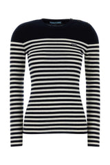 Women's Striped Virgin Wool Sweater Navy