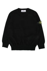 Boys' Crew Neck Black Cotton Sweater