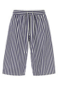 Men's Striped Poplin Bermuda Shorts Navy Cotton Silk Bermudas