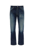 Men's Distressed Denim Jeans Blue Cotton