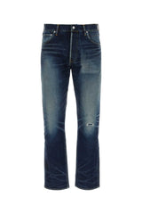Men's Distressed Denim Jeans Blue Cotton