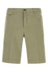 Men's Stretch Cotton Bermuda Shorts Green Elastane Bermudas