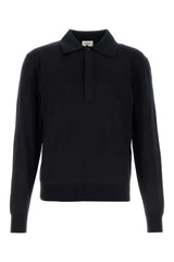 Men's Manches Polo Shirt Navy Silk Cotton