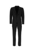 Men's Stretch Wool Pant Suit Black Virgin Elastane