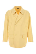 Men's Double-Breasted Virgin Wool Flannel Blazer Yellow Blazers