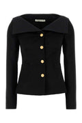 Women's Satin Blazer Black Virgin Wool Blazers