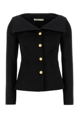 Women's Satin Blazer Black Virgin Wool Blazers