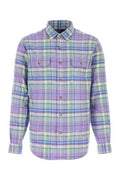 Men's Plaid Flannel Shirt Purple Cotton