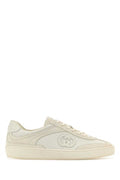 Men's White Suede And Fabric Sneakers Owowowowow