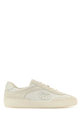 Men's White Suede And Fabric Sneakers Owowowowow