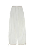 Women's Wide-Leg Poplin Trousers White Cotton