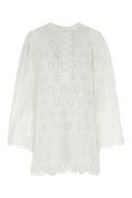 Women's Broderie Anglaise Cotton Dress White Polyester