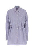 Women's Striped Poplin Shirt Blue Cotton