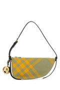 Women's Check Canvas Mini Shield Shoulder Bag Beige Polyester Wool Calf