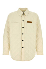 Men's Quilted Tech Cotton Jacket Beige Nylon