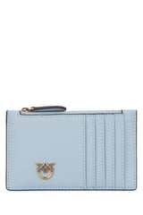 Women's Airone Card Case Blue Calfskin Leather Wallet