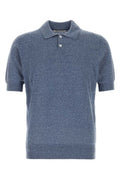 Men's Linen Silk Blend Polo Shirt Blue