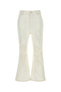 Women's Embellished Denim Jeans White Cotton