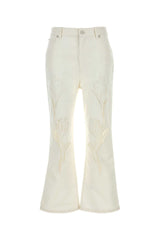 Women's Embellished Denim Jeans White Cotton
