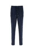 Men's Uomo Trousers Navy Linen