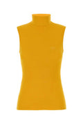 Women's Ribbed Viscose Tank Top Yellow Polyester Nylon Tops