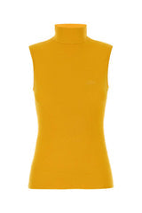 Women's Ribbed Viscose Tank Top Yellow Polyester Nylon Tops