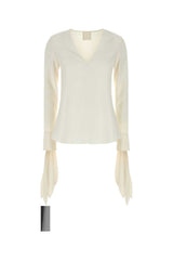 Women's Cuffs Blouse White Silk