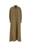 Women's Leo Shirt Dress Green Cotton Elastomultiester