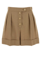 Women's Biscuit Viscose Blend Shorts Beige Flax (or Linen)
