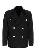 Men's Double-Breasted Wool Blazer Black Blazers